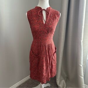 Anthropologie Orange Floral Sleeveless Women's Dress